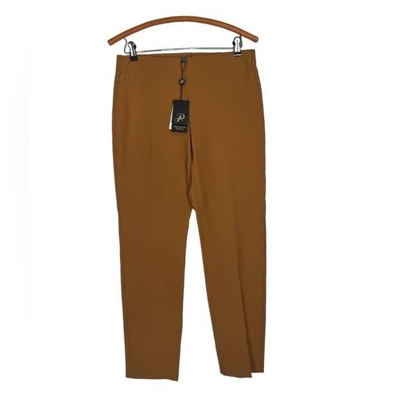 NWT Adriana Papell Stertch Crepe Pants Size 6 Brown Ankle - Picture 1 of 6